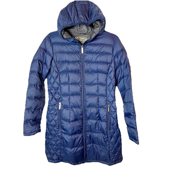 Michael Kors Packable Down Fill Jacket Quilted Hooded Parka Coat Sz M - Picture 2 of 7